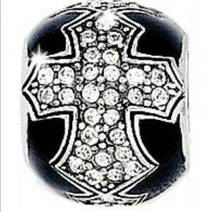 Brighton Dazzle Cross Bead Silver & Black NWT